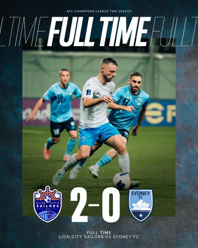 亚冠次级半决赛首回合，狮城水手胜悉尼FC。